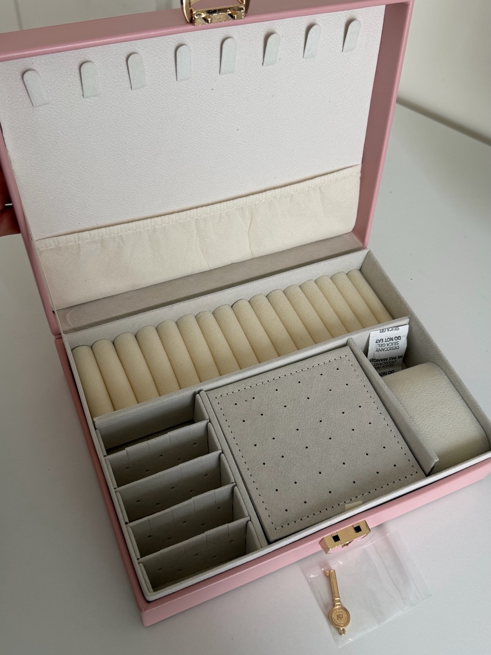 Pink Jewelry Organizer Box with Lock